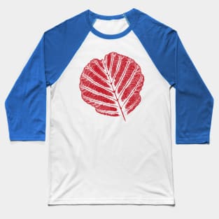 Alder Leaf - Botanical - Leaves Imprint- AUTUMN RED Baseball T-Shirt